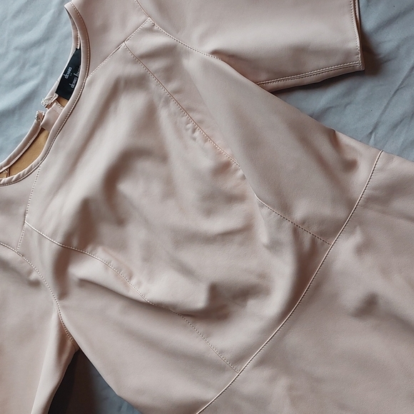 DENNIS BASSO faux leather like new pink top, 10-14 - Picture 9 of 15